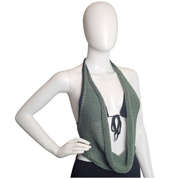 Handmade Knit Halter Top with‎ Crochet Bra - Picture 3 of 8